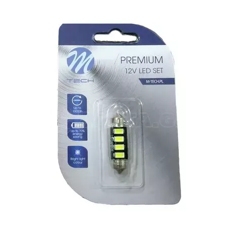 M-tech ΛΑΜΠΑΚΙΑ ΠΛΑΦΟΝΙΕΡΑΣ C5W/C10W 12V 2W SV8,5 36mm CAN-BUS+RADIATOR LED 4xSMD5730 ΛΕΥΚΟ BLISTER 1τεμ LB334W-01B/MT 