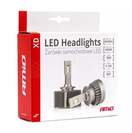 AMIO ΛΑΜΠΕΣ LED ΜΕ ΨΥΚΤΡΑ D1S/D1R 9-16V 70W 6.500K 8600lm XD SERIES AMIO - 2 ΤΕΜ. 03310/AM 