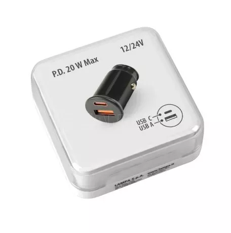 Lampa ΦΟΡΤΙΣΤΗΣ ΑΝΑΠΤΗΡΑ ΜΕ 2 ΘΥΡΕΣ USB TYPE A+ TYPE C 20W 12/24V 20W ESSENTIAL LINE LAMPA - 1ΤΕΜ. L3869.2 
