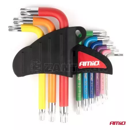 AMIO ΣΕΤ ΚΛΕΙΔΙΑ TORX ΑΤΣΑΛΙ S2 ΔΙΑΦΟΡΑ ΜΕΓΕΘΗ ΔΙΑΦΟΡΑ ΧΡΩΜΑΤΑ ΑΜΙΟ - 9 ΤΕΜ. 04300/AM 