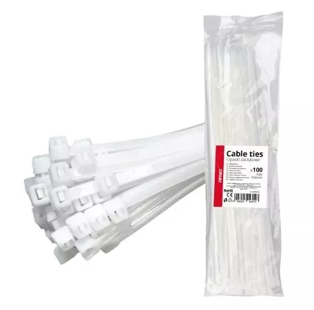 AMIO ΔΕΜΑΤΙΚΑ/ΔΕΤΙΚΑ ΚΑΛΩΔΙΩΝ TIE WRAP (ΤΑΙΡΑΠ) 4.8 x 350mm (ΛΕΥΚΟ)  ΑΜΙΟ - 100 ΤΕΜ. 04312/AM 