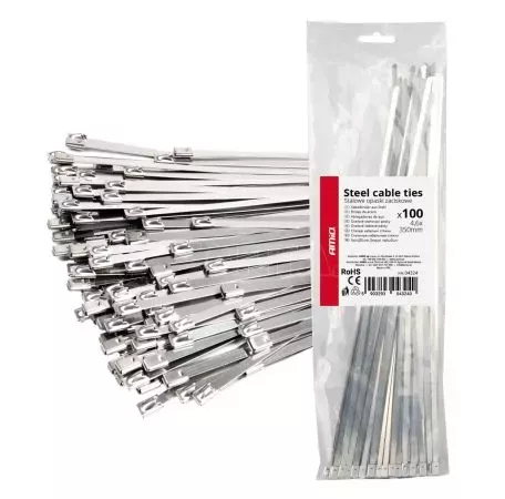 AMIO ΔΕΜΑΤΙΚΑ/ΔΕΤΙΚΑ ΚΑΛΩΔΙΩΝ TIE WRAP (ΤΑΙΡΑΠ) ΜΕΤΑΛΛΙΚΑ 4,6 x 350mm ΑΜΙΟ - 100 ΤΕΜ. 04324/AM 