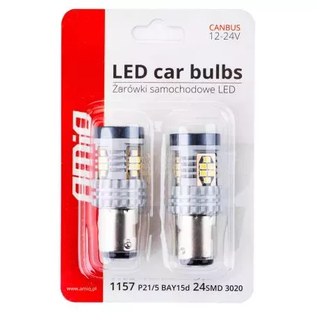 AMIO ΛΑΜΠΑΚΙΑ ΜΟΝΟΠΟΛΙΚΑ LED ΛΕΥΚΑ CAN-BUS P21W BA15S 1156 39xSMD 2016 ΑMiO - 2 TEM. 02799/AM 