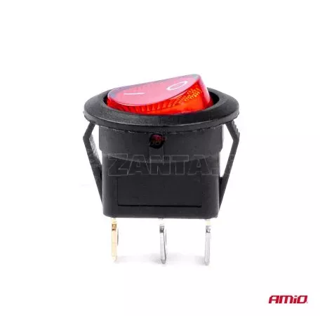 AMIO ΔΙΑΚΟΠΤΗΣ ON/OFF 3 ΕΠΑΦΩΝ 12/24V 20A ΣΤΡΟΓΓΥΛΟΣ ΜΕ ΚΟΚΚΙΝΟ ΦΩΤΙΣΜΟ  ΑΜΙΟ - 1 ΤΕΜ. 03086/AM 