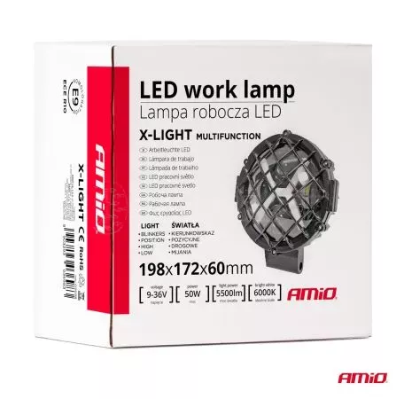 AMIO ΠΡΟΒΟΛΕΑΣ ΕΡΓΑΣΙΑΣ ΣΤΡΟΓΓΥΛΟΣ X-LIGHT 5.500lm 9>36V 60W 6.000K 9 led Φ170x170x65mm 4 ΧΡΗΣΕΩΝ ΑΜΙΟ - 1 ΤΕΜ. 03698/AM 