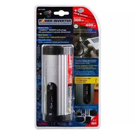 Lampa POWER INVERTER ΜΕΤΑΣΧΗΜΑΤΙΣΤΗΣ 12V > 220V - ΜΕΓΙΣΤΗ ΙΣΧΥΣ 200W - ΜΕΓΙΣΤΗ ΕΙΣΡΟΗ 400W  L7452.0 