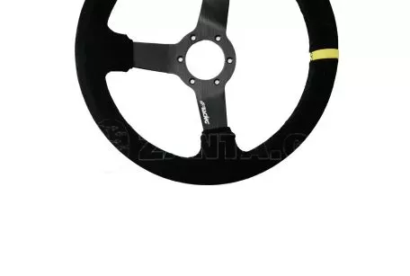 Simoni Racing ΤΙΜΟΝΙ ΤΡΙΑΚΤΙΝΟ 320 mm/ΠΑΧΟΣ 104 mm/BΑΘΟΣ 47 mm ΜΑΥΡΟ ΣΟΥΕΤ ΜΕ ΚΙΤΡΙΝΗ ΡΙΓΑ SIMONI RACING - 1 TEM. CAR/320C 