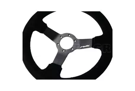Simoni Racing ΤΙΜΟΝΙ ΤΡΙΑΚΤΙΝΟ 320 mm/ΠΑΧΟΣ 104 mm/BΑΘΟΣ 47 mm ΜΑΥΡΟ ΣΟΥΕΤ ΜΕ ΚΙΤΡΙΝΗ ΡΙΓΑ SIMONI RACING - 1 TEM. CAR/320C 