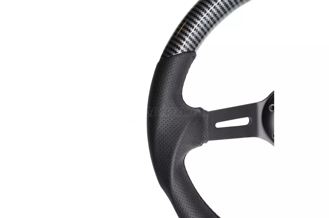 Simoni Racing ΤΙΜΟΝΙ GIAU CARBON LOOK ΤΡΙΑΚΤΙΝΟ ΜΑΥΡΟ ΔΙΑΜΕΤΡΟΣ 350mm ΠΑΧΟΣ 70mm SIMONI RACING - 1 τεμ. SRGIAU