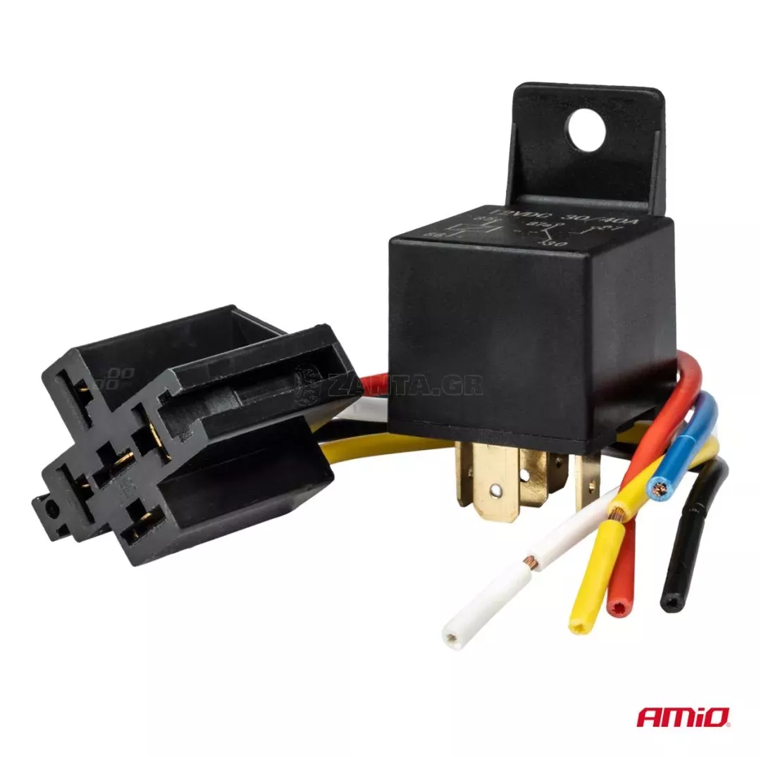 AMIO ΡΕΛΕ ΜΕ ΚΑΛΩΔΙΩΣΗ 12V 40A 5 ΕΠΑΦΩΝ ΓΙΑ ΑΥΤΟΜΑΤΑ ΦΩΤΑ ΗΜΕΡΑΣ/ΣΥΝΑΓΕΡΜΟ ΑΥΤΟΚΙΝΗΤΟΥ/ΚΛΕΙΔΑΡΙΑ ΑΝΑΦΛΕΞΗΣ ΑMiO - 1 TEM. 03510/AM