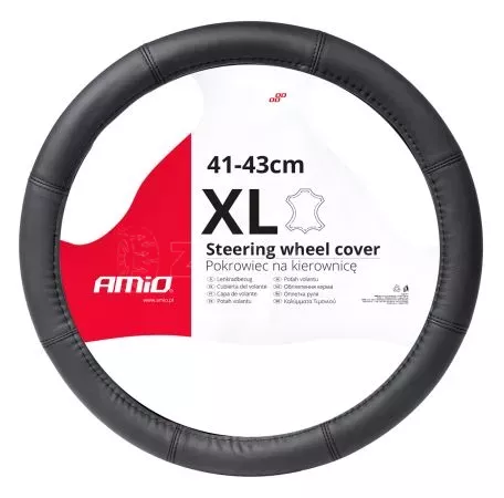AMIO ΚΑΛΥΜΜΑ ΤΙΜΟΝΙΟΥ ΑΠΟ ΤΕΧΝΟΔΕΡΜΑ 41-43CM SWC-48-XL ΣΕ ΜΑΥΡΟ ΧΡΩΜΑ ΜΕ ΜΑΥΡΕΣ ΡΑΦΕΣ AMIO - 1 ΤΕΜ. 03548/AM 
