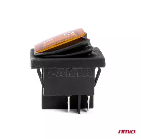 AMIO ΔΙΑΚΟΠΤΗΣ ON/OFF 4 ΕΠΑΦΩΝ 20A 12/24V ΚΙΤΡΙΝΟΣ ΦΩΤΙΣΜΟΣ ΟΡΘΟΓΩΝΙΟΣ ΑΜΙΟ - 1 ΤΕΜ. 03091/AM 
