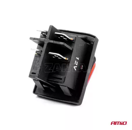 AMIO ΔΙΑΚΟΠΤΗΣ ON/OFF 4 ΕΠΑΦΩΝ 20A 12/24V ΚΟΚΚΙΝΟΣ ΦΩΤΙΣΜΟΣ ΟΡΘΟΓΩΝΙΟΣ ΑΜΙΟ - 1 ΤΕΜ. 03092/AM 