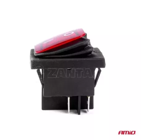 AMIO ΔΙΑΚΟΠΤΗΣ ON/OFF 4 ΕΠΑΦΩΝ 20A 12/24V ΚΟΚΚΙΝΟΣ ΦΩΤΙΣΜΟΣ ΟΡΘΟΓΩΝΙΟΣ ΑΜΙΟ - 1 ΤΕΜ. 03092/AM 