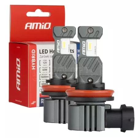 AMIO ΛΑΜΠΕΣ LED H8/Η9/Η11/Η16 12V 60W 6.000K 5.600lm +400% LED CAN-BUS HYBRID SERIES AMIO - 2 ΤΕΜ. 04116/AM 
