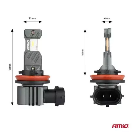 AMIO ΛΑΜΠΕΣ LED H8/Η9/Η11/Η16 12V 60W 6.000K 5.600lm +400% LED CAN-BUS HYBRID SERIES AMIO - 2 ΤΕΜ. 04116/AM 