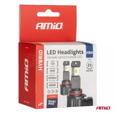 AMIO ΛΑΜΠΕΣ LED HΒ4 9006 12V 60W 6.000K 5.600lm +400% LED CAN-BUS HYBRID SERIES AMIO - 2 ΤΕΜ. 04118/AM 
