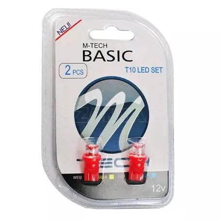 M-tech W5W 12V T10 W2,1x9,5d LED 1xFlux 8mm ΚΟΚΚΙΝΟ ΚΟΙΛΟ (ΚΑΡΦΩΤΟ ΑΚΑΛΥΚΟ) BLISTER 2ΤΕΜ. LB006AR/MT 