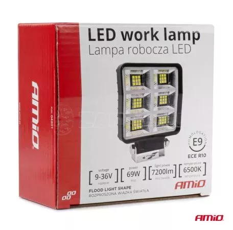 AMIO ΠΡΟΒΟΛΕΑΣ ΕΡΓΑΣΙΑΣ ΤΕΤΡΑΓΩΝΟΣ LED 69W 9-36V 7.200lm 6.500K AWL60 AMIO - 1 ΤΕΜ. 04201/AM 
