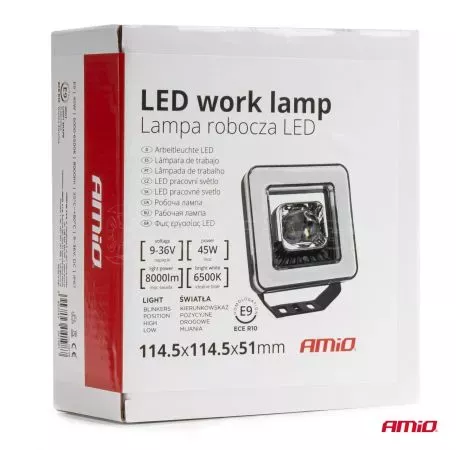 AMIO ΠΡΟΒΟΛΕΑΣ ΕΡΓΑΣΙΑΣ ΤΕΤΡΑΓΩΝΟΣ LED 45W 9-36V 8.000lm 6.500K AWL57 AMIO - 1 ΤΕΜ. 04198/AM 