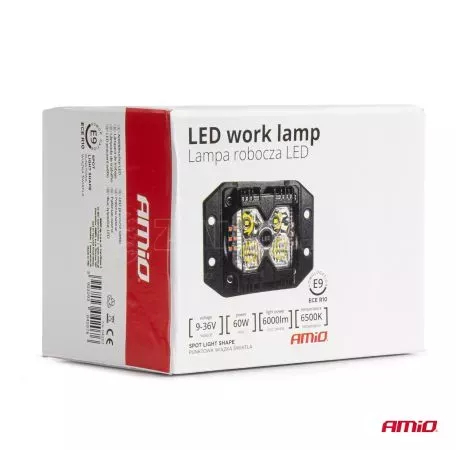 AMIO ΠΡΟΒΟΛΕΑΣ ΕΡΓΑΣΙΑΣ ΤΕΤΡΑΓΩΝΟΣ LED 60W 9-36V 6.000lm 6.500K AWL66 AMIO - 1 ΤΕΜ. 04207/AM 
