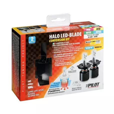 Lampa H8/H11/H16 9>32V PGJ19-X 6LED 6.500K 4.000lm 20W CANBUS SEOUL CSP-Y19chips HALO LED BLADE 2ΤΕΜ. L5781.3 
