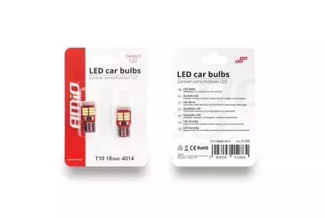 AMIO T10 W5W CANBUS 12V 2,2W LED 18xSMD4014 ΛΕΥΚΟ 5600K 12x23mm 2ΤΕΜ. 01286/AM