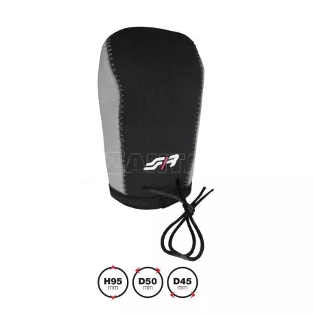 Simoni Racing ΚΑΛΥΜΜΑ ΓΙΑ ΠΟΜΟΛΟ ΤΑΧΥΤΗΤΩΝ GEAR KNOB COVER ΜΑΥΡΟ/ΓΚΡΙ ΜΙΚΡΟΦΙΜΠΡΑ 95x45mm SIMONI RACING - 1 TEM. SRGKCG 