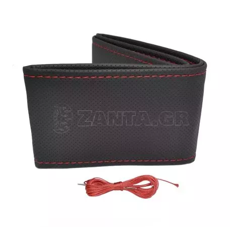AMIO ΚΑΛΥΜΜΑ ΤΙΜΟΝΙΟΥ ΡΑΦΤΟ 38-39cm ΑΠΟ ΔΙΑΤΡΗΤΟ ΟΙΚΟΛΟΓΙΚΟ ΔΕΡΜΑ/ ΜΑΥΡΟ ΜΕ ΚΟΚΚΙΝΗ ΡΑΦΗ  AMIO - 1 ΤΕΜ. OTDK202/AM 