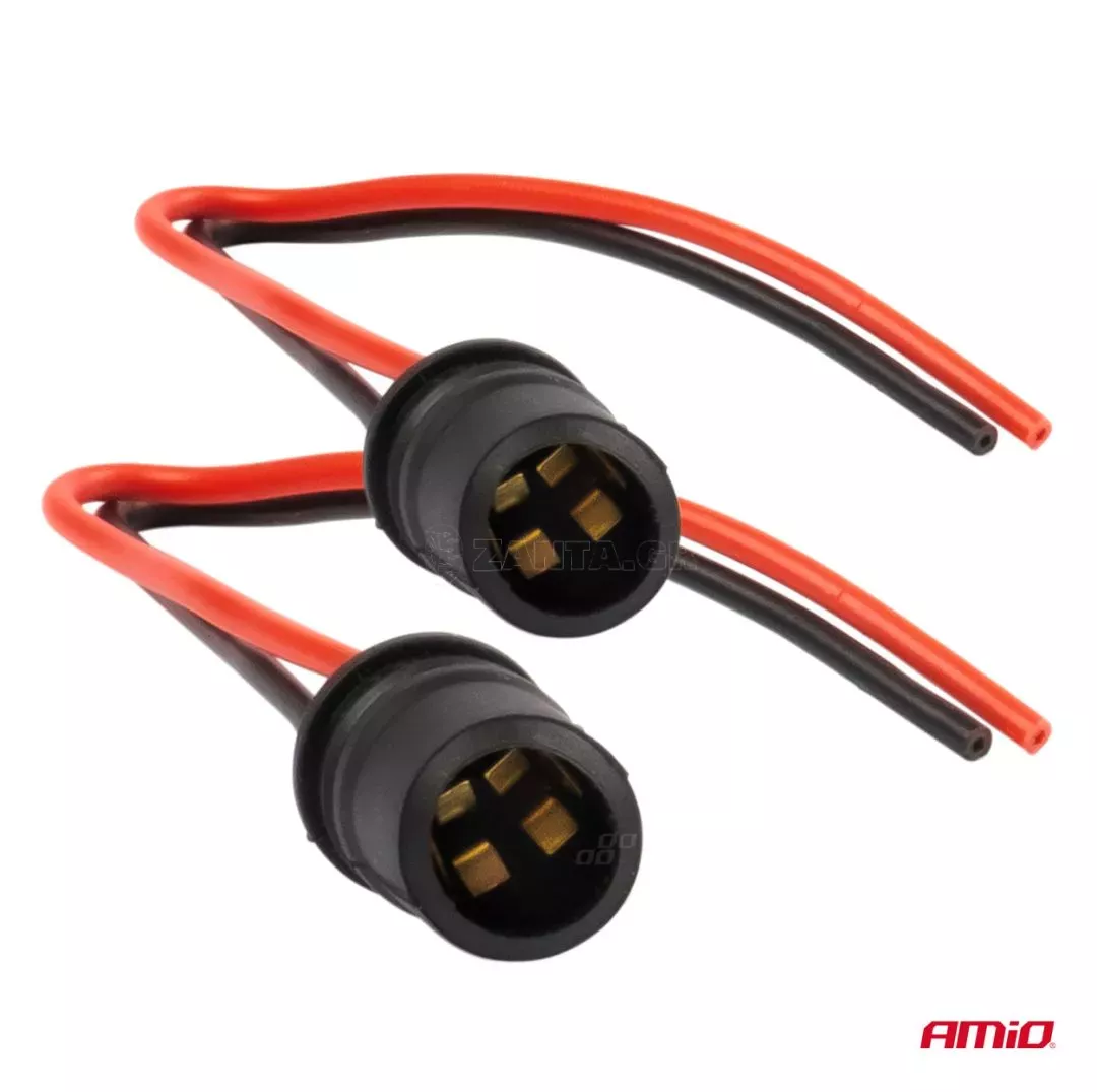 AMIO ΦΙΣΑ 12/24V ΓΙΑ ΛΑΜΠΕΣ T10/ W5W/ W3W/ W16W ME ΚΑΛΩΔΙΟ ΑΜΙΟ - 2 ΤΕΜ. 03048/AM