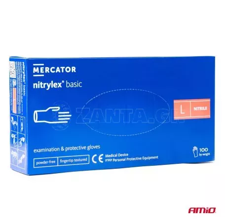 AMIO ΓΑΝΤΙΑ ΝΙΤΡΙΛΙΟΥ MERCATOR NITRYLEX BASIC ΣΕ ΜΠΛΕ ΧΡΩΜΑ ΜΙΑΣ ΧΡΗΣΗΣ LARGE (L) ΑΜΙΟ - 100 ΤΕΜ. MER02958/AM 
