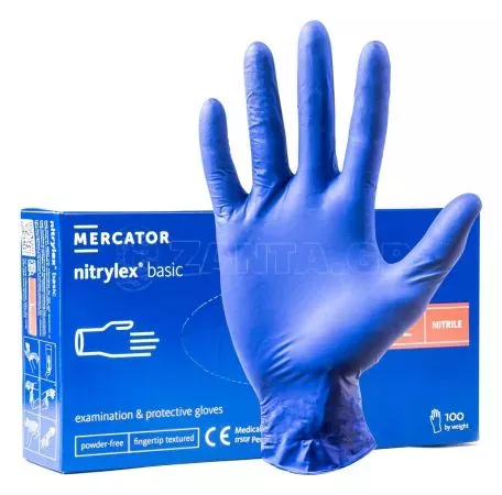 AMIO ΓΑΝΤΙΑ ΝΙΤΡΙΛΙΟΥ MERCATOR NITRYLEX BASIC ΣΕ ΜΠΛΕ ΧΡΩΜΑ ΜΙΑΣ ΧΡΗΣΗΣ LARGE (L) ΑΜΙΟ - 100 ΤΕΜ. MER02958/AM 