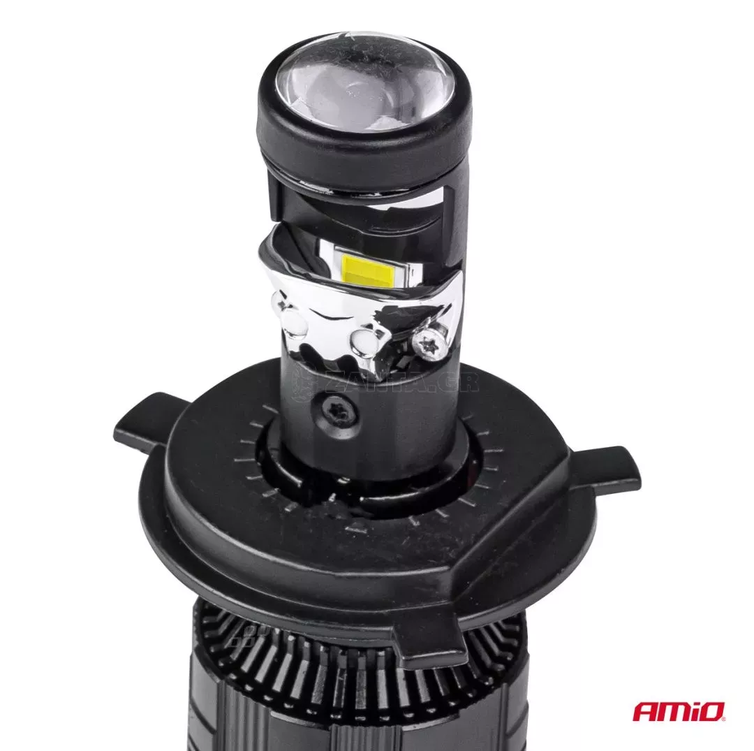 AMIO ΛΑΜΠΕΣ H4 PL-LENS SERIES 9>36V 60W 5.000K 3.800lm LED 2x4575 SMD CAN-BUS ΜΕ ΠΡΟΤΖΕΚΤΟΡΑ AMIO - 1 Τεμ. 03667/AM