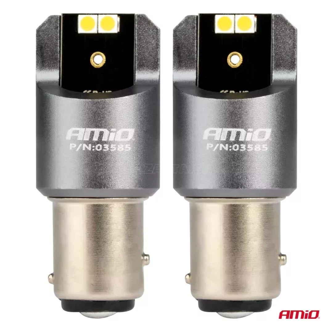 AMIO ΛΑΜΠΑΚΙΑ P21/5W BAY15d 12/24V 6.000K 4xSMD LED CAN-BUS ΛΕΥΚΟ PRO SERIES AMIO - 2 Τεμ. 03585/AM
