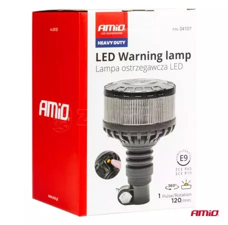 AMIO ΦΑΡΟΣ ΦΙΜΕ HEAVY DUTY W28P 12/24V 16LED ΕΛΑΣΤΙΚΟΣ ΒΙΔΩΤΟΣ ΠΟΡΤΟΚΑΛΙ Υ169mm Φ110mm AMIO - 1 τεμ. 04107/AM 