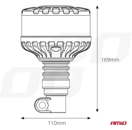 AMIO ΦΑΡΟΣ ΦΙΜΕ HEAVY DUTY W28P 12/24V 16LED ΕΛΑΣΤΙΚΟΣ ΒΙΔΩΤΟΣ ΠΟΡΤΟΚΑΛΙ Υ169mm Φ110mm AMIO - 1 τεμ. 04107/AM 