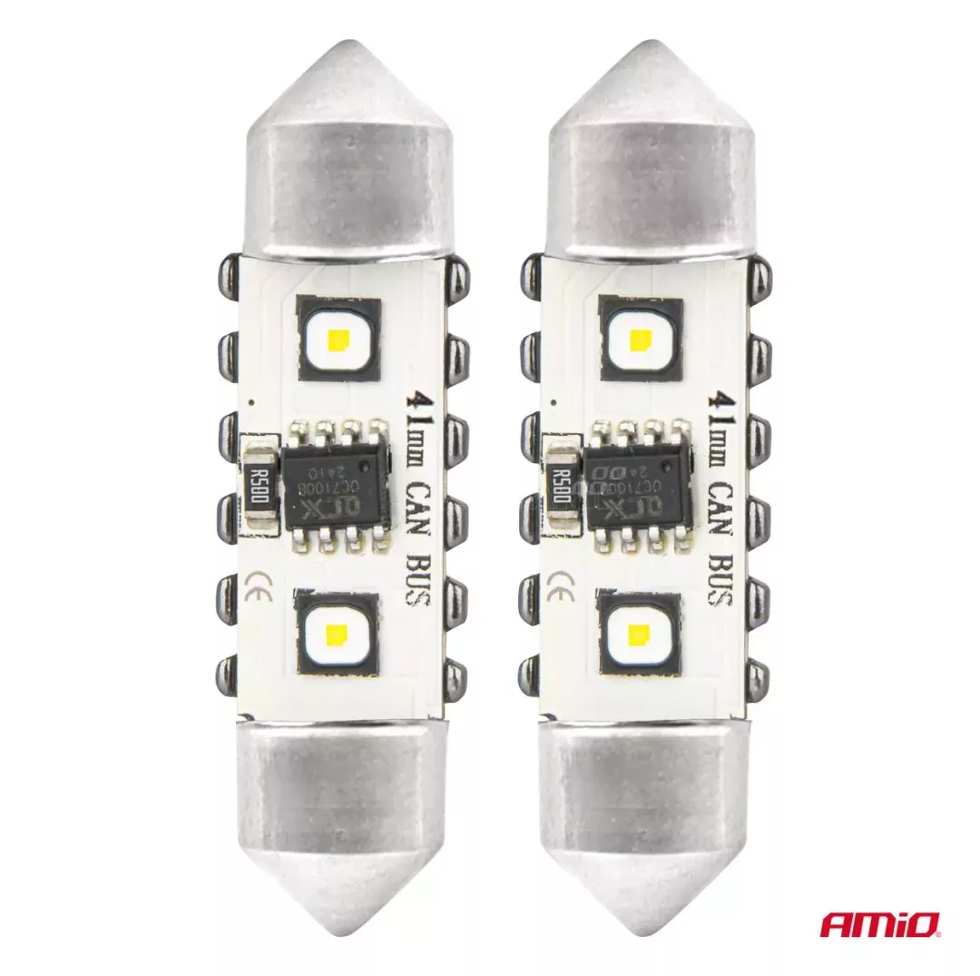 AMIO ΛΑΜΠΑΚΙΑ ΠΛΑΦΟΝΙΕΡΑΣ 41mm 12/24V C5W 5500K 12xSMD 3838 CAN-BUS FESTOON (ΛΕΥΚΟ) ΑΜΙΟ - 2 ΤΕΜ. 04250/AM