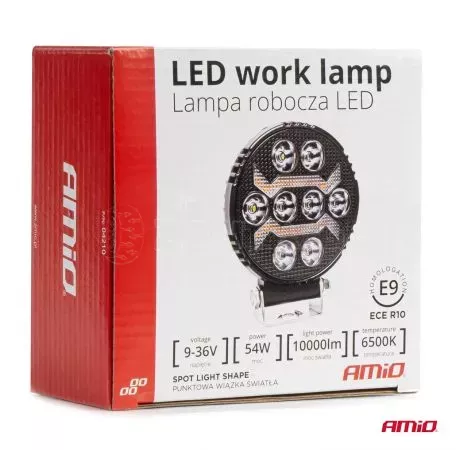 AMIO ΠΡΟΒΟΛΕΑΣ ΕΡΓΑΣΙΑΣ ΣΤΡΟΓΓΥΛΟΣ LED 54W 9-36V 10.000lm 6.500K AWL69 AMIO - 1 ΤΕΜ. 04210/AM 