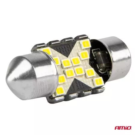AMIO ΛΑΜΠΑΚΙΑ ΠΛΑΦΟΝΙΕΡΑΣ 31mm 12/24V C5W 5500K 12xSMD 2016 CAN-BUS FESTOON (ΛΕΥΚΟ) ΑΜΙΟ - 2 ΤΕΜ. 04235/AM 