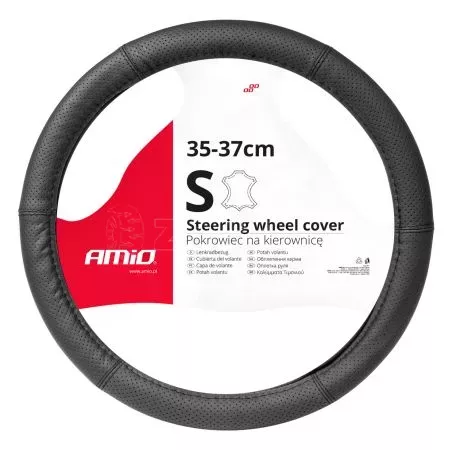 AMIO ΚΑΛΥΜΜΑ ΤΙΜΟΝΙΟΥ ΑΠΟ ΔΕΡΜΑ (M) 37/39cm SWC-50-M ΣΕ ΜΑΥΡΟ ΧΡΩΜΑ ΤΡΥΠΗΤΟ ΜΕ ΜΑΥΡΕΣ ΡΑΦΕΣ ΑΜΙΟ - 1 ΤΕΜ. 03556/AM 