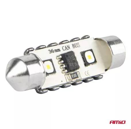 AMIO ΛΑΜΠΑΚΙΑ ΠΛΑΦΟΝΙΕΡΑΣ 36mm 12/24V C5W 5500K 12xSMD 3838 CAN-BUS FESTOON (ΛΕΥΚΟ) ΑΜΙΟ - 2 ΤΕΜ. 04248/AM 