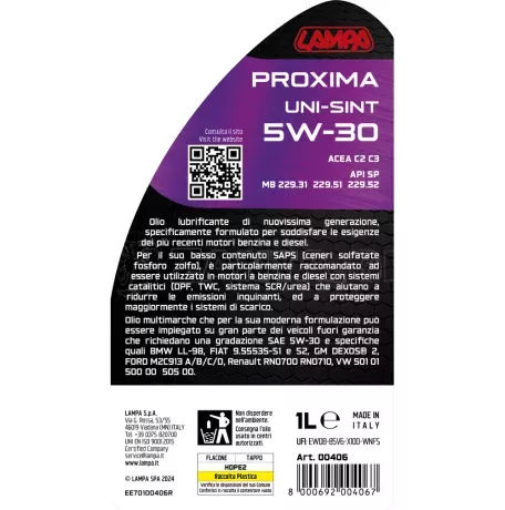 Lampa ΛΑΔΙ ΚΙΝΗΤΗΡΑ SW-30 PROXIMA UNI-SINT ΣΥΝΘΕΤΙΚΟ ACEA C2/C3 MULTI OEM 1L LAMPA - 1 ΤΕΜ. L0040.6 