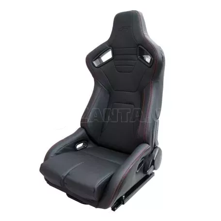 Simoni Racing ΚΑΘΙΣΜΑ EMERSON ΑΝΑΚΛΙΝΟΜΕΝΟ ΟΔΗΓΟΥ ΜΑΥΡΟ/CARBON ΑΠΟ ΟΙΚΟΛΟΓΙΚΟ ΔΕΡΜΑ ΜΕ ΚΟΚΚΙΝΗ ΡΑΦΗ ΜΕ ΣΙΔΗΡΟΔΡΟΜΟ SIMONI RACING - 1 τεμ. SRSRS/11S 