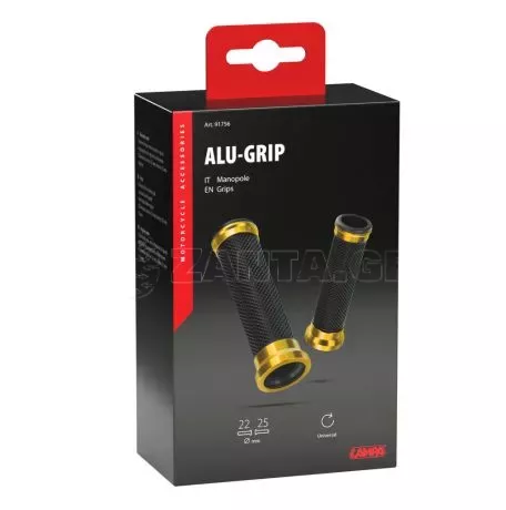 Lampa ΧΕΡΟΥΛΙΑ MOTO ALU GRIP  ΜΑΥΡΟ/ΧΡΥΣΟ ΧΡΩΜΑ 22mm+25mm 12cm LAMPA - 2 τεμ. 9175.6-LM 
