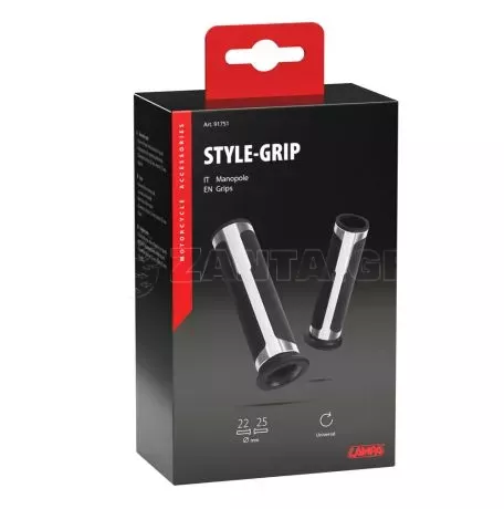 Lampa ΧΕΡΟΥΛΙΑ MOTO STYLE GRIP ΜΑΥΡΟ/ΑΣΗΜΙ ΧΡΩΜΑ 22mm+25mm 12cm LAMPA - 2 τεμ. 9175.1-LM 