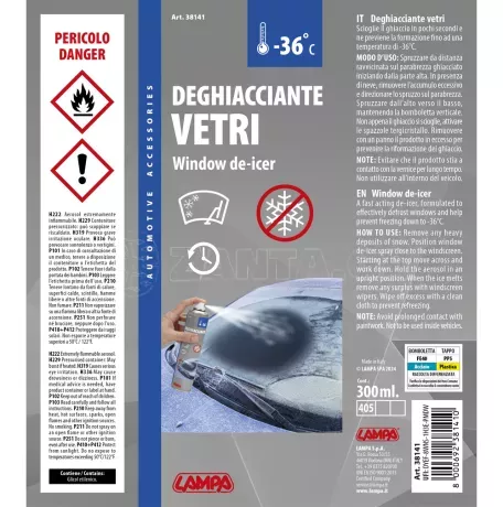 Lampa ΑΝΤΙΠΑΓΩΤΙΚΟ ΤΖΑΜΙΩΝ ΣΕ ΣΠΡΕΙ -36°C DE-ICER 300ml LAMPA - 1 ΤΕΜ. L3814.1 