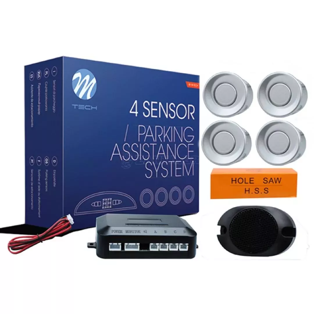 M-tech ΣΥΣΤΗΜΑ ΠΑΡΚΑΡΙΣΜΑΤΟΣ 9-15V ΜΕ 4 ΑΙΣΘΗΤΗΡΕΣ (ΑΣΗΜΙ) 21,5mm ΚΑΙ BUZZER (MONO HXOΣ) M-TECH CP7S/MT