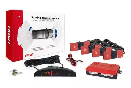 AMIO ΣΥΣΤΗΜΑ ΠΑΡΚΑΡΙΣΜΑΤΟΣ 12V ΜΕ 4 ΑΙΣΘΗΤΗΡΕΣ ΤΥΠΟΥ INSIDE MOUNT (ΜΑΥΡΟ) 16,5mm ΚΑΙ ΟΘΟΝΗ AMIO 02255/AM 