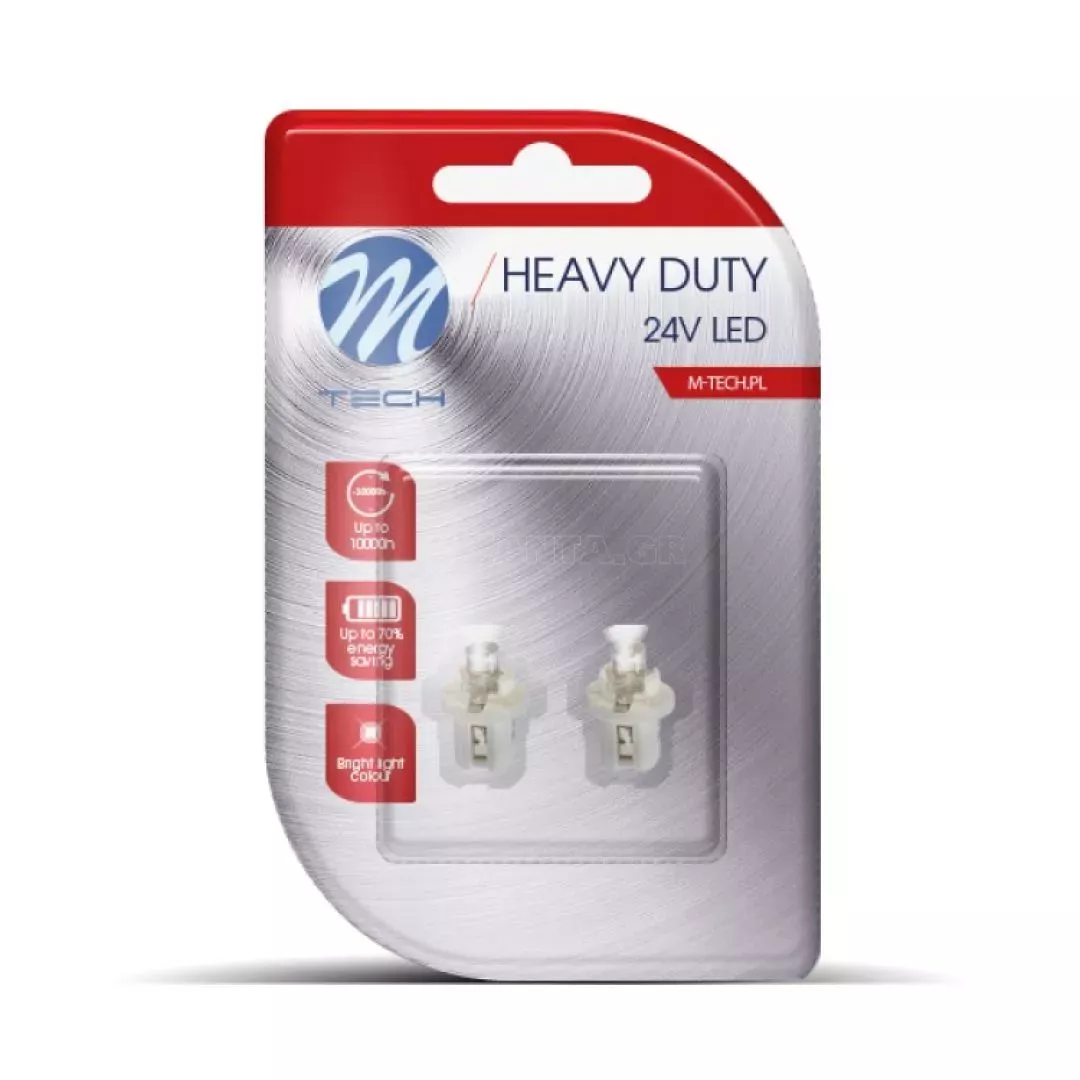 M-tech BAX 24V B8,5d 0,24W LED 1xFLUX 5mm ΛΕΥΚΟ ΔΙΑΘΛΑΣΗ BLISTER 2ΤΕΜ. M-TECH LB904W/MT