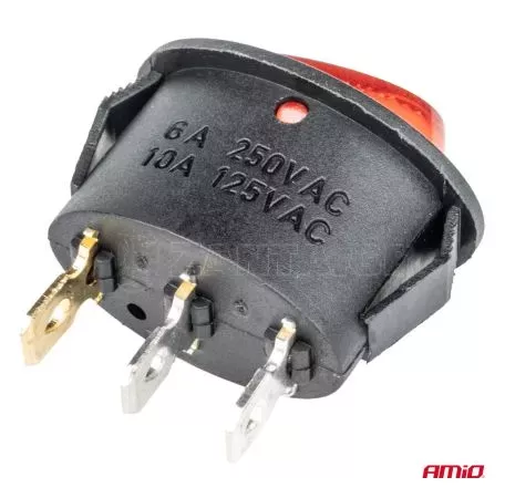 AMIO ΔΙΑΚΟΠΤΗΣ ON/OFF 3 ΕΠΑΦΩΝ 12V 230A ΟΒΑΛ ΚΟΚΚΙΝΟΣ ΦΩΤΙΣΜΟΣ ΑΜΙΟ - 1 ΤΕΜ. 03612/AM 